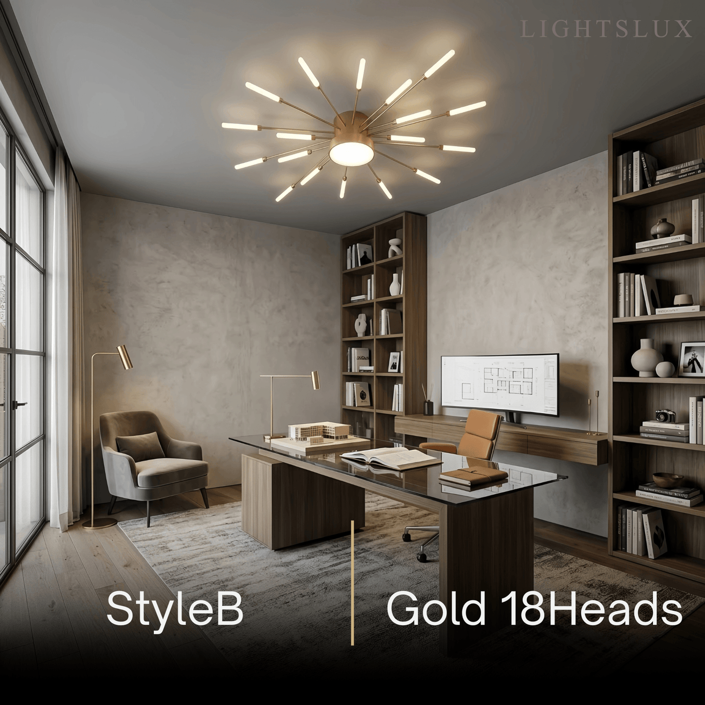 Nebula Modern Firework Ceiling Light –  Gold/Black for Bedroom Dining Room Living Room