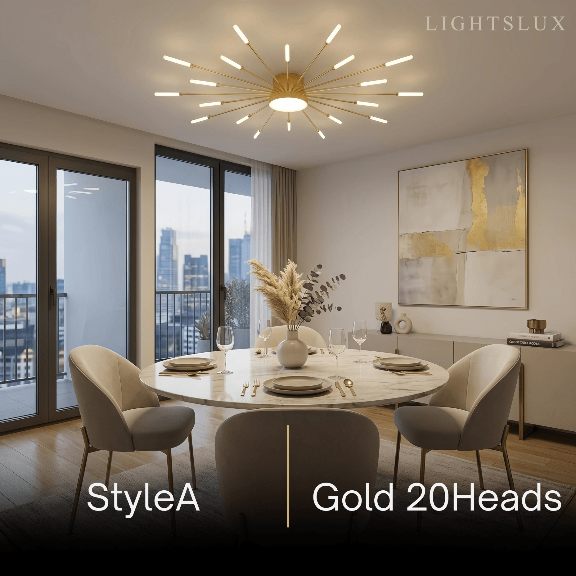 Nebula Modern Firework Ceiling Light –  Gold/Black for Bedroom Dining Room Living Room