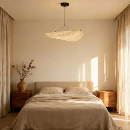 Crema Art Deco White Pendant Light – Curved Metal Design for Dining Room