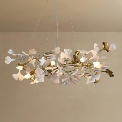 Excelis Art Deco Petal-Shaped Chandelier – Metal/Ceramic Fixture for Living Room