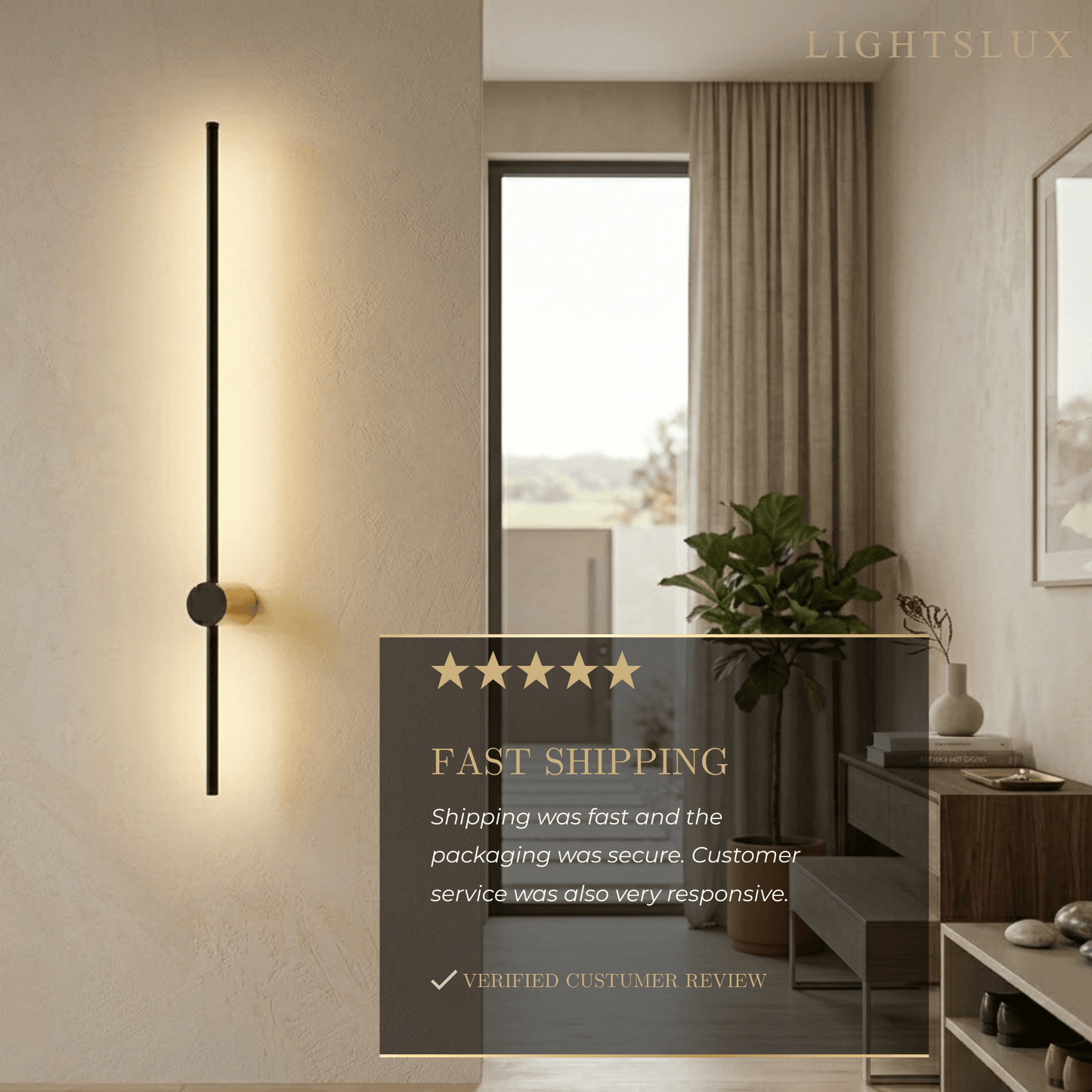 Minimalist Linear Wall Lamp – Black Modern Light for Living/Bedroom