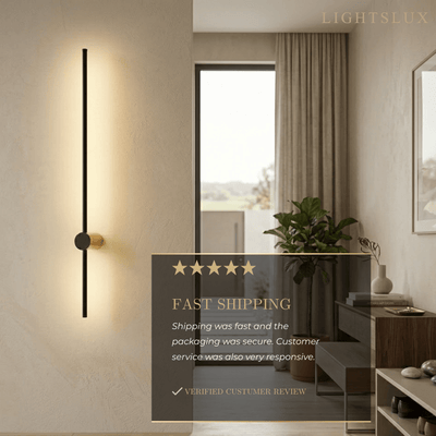 Minimalist Linear Wall Lamp – Black Modern Light for Living/Bedroom