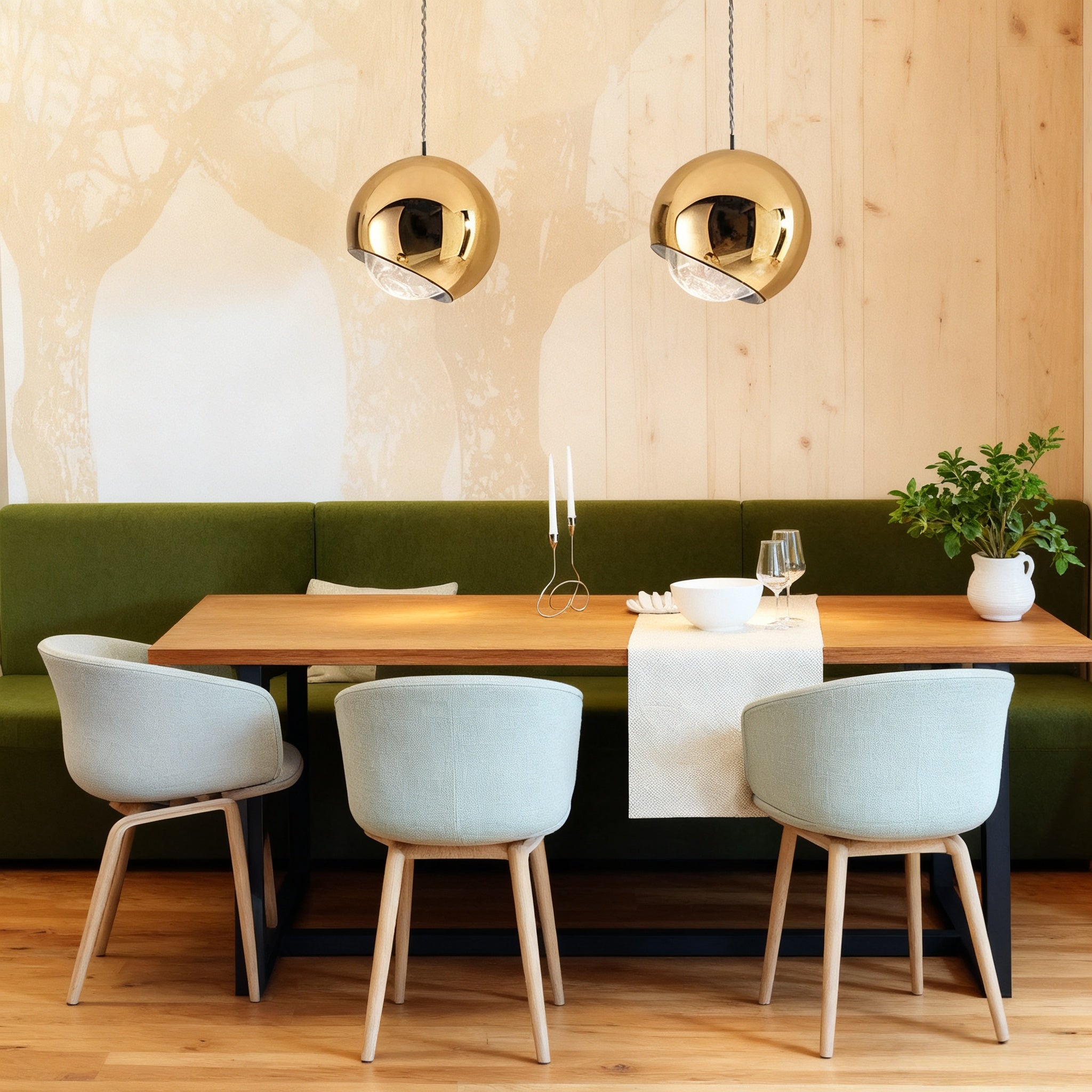 Modern Ball Pendant Light – GoldMetal/Acrylic for Dining Room