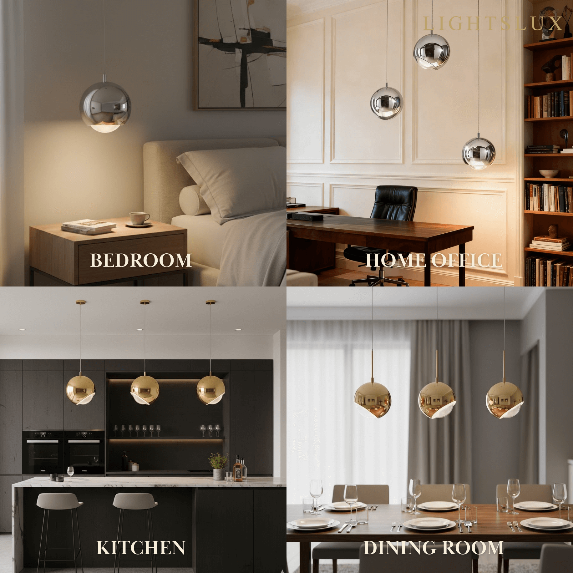 Excelis Modern Ball Pendant Light Gold/Silver Metal/Acrylic for Bedroom/Dining Room