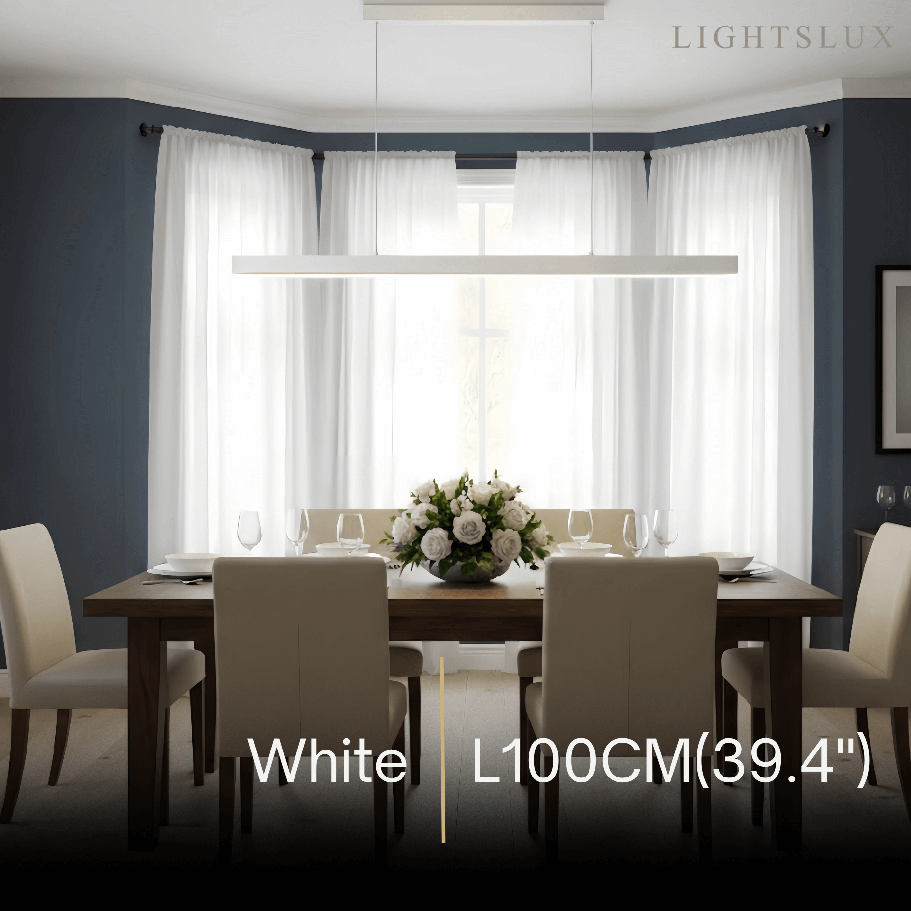 Arcato Minimalist Dimmable Linear Pendant Light – Black or White Acrylic for Dining Room