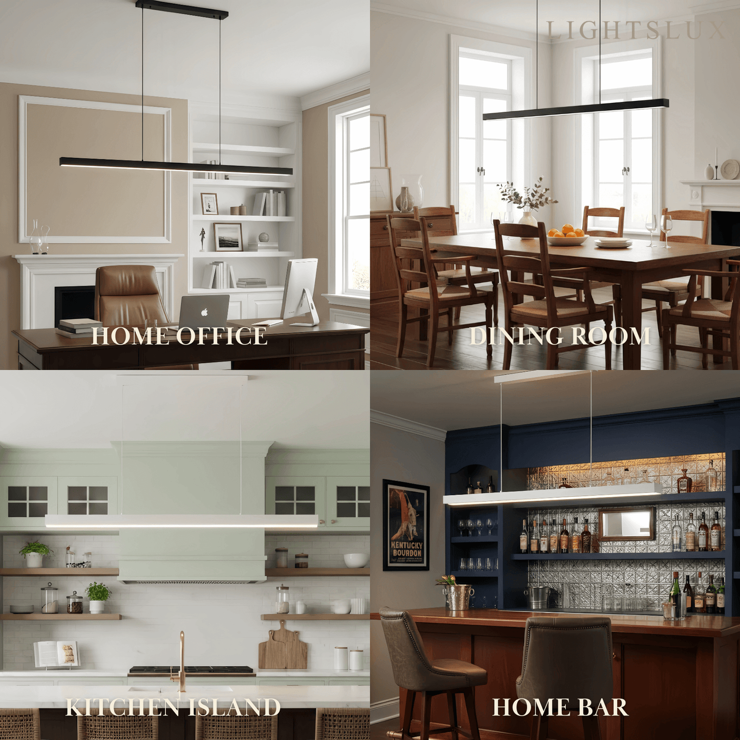 Arcato Minimalist Dimmable Linear Pendant Light – Black or White Acrylic for Dining Room