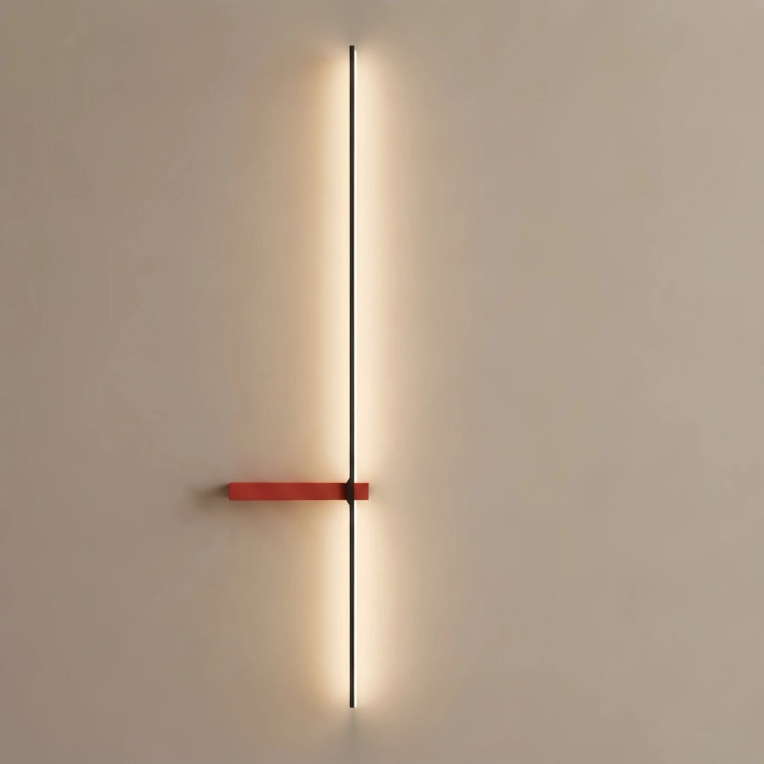 Minimalist Linear LED Wall Lamp – Black/ Red for Living Room