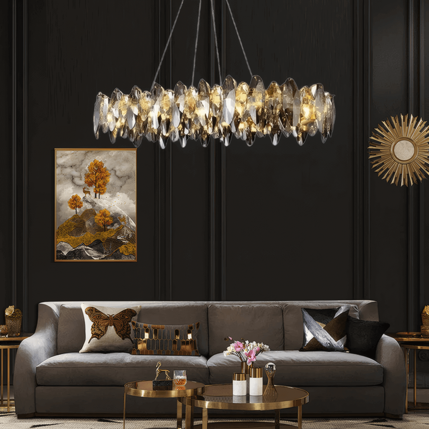 Royal Crystal Pendant Light for Living Room 