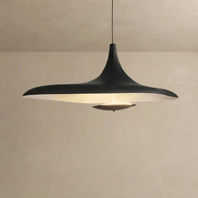 Stellar Modern Hooded Pendant Light – White/ Black Resin/Metal Living/Dining Room