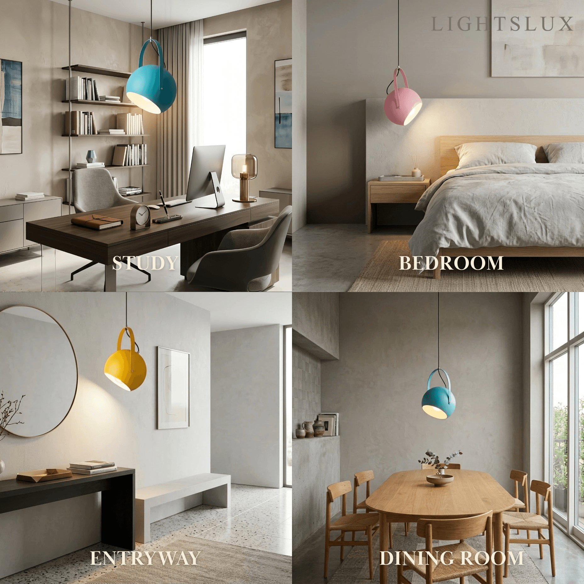 Morandia Nordic Art Deco Pendant Light — 5-Color Metal for Bedroom