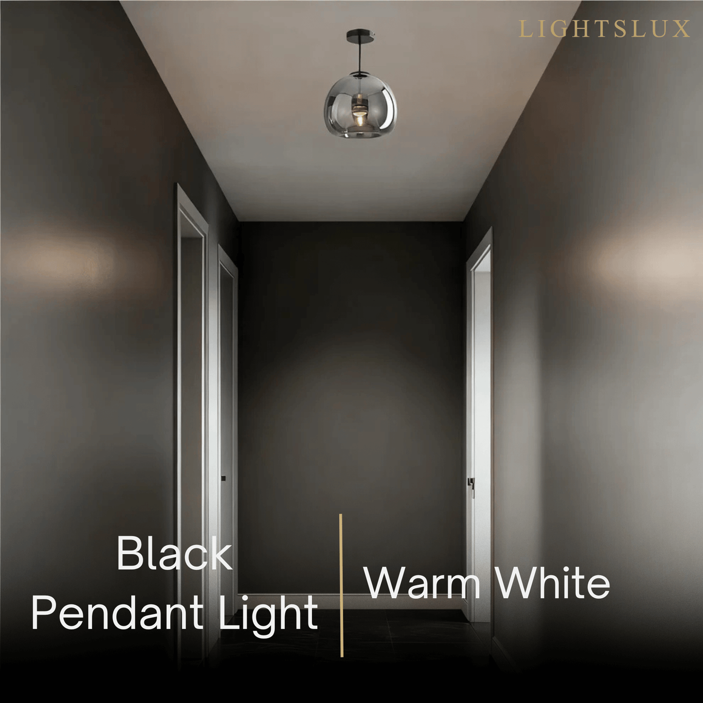 Vetro Modern Globe LED Ceiling Light/Pendant Light – Black/Gold for Hallway