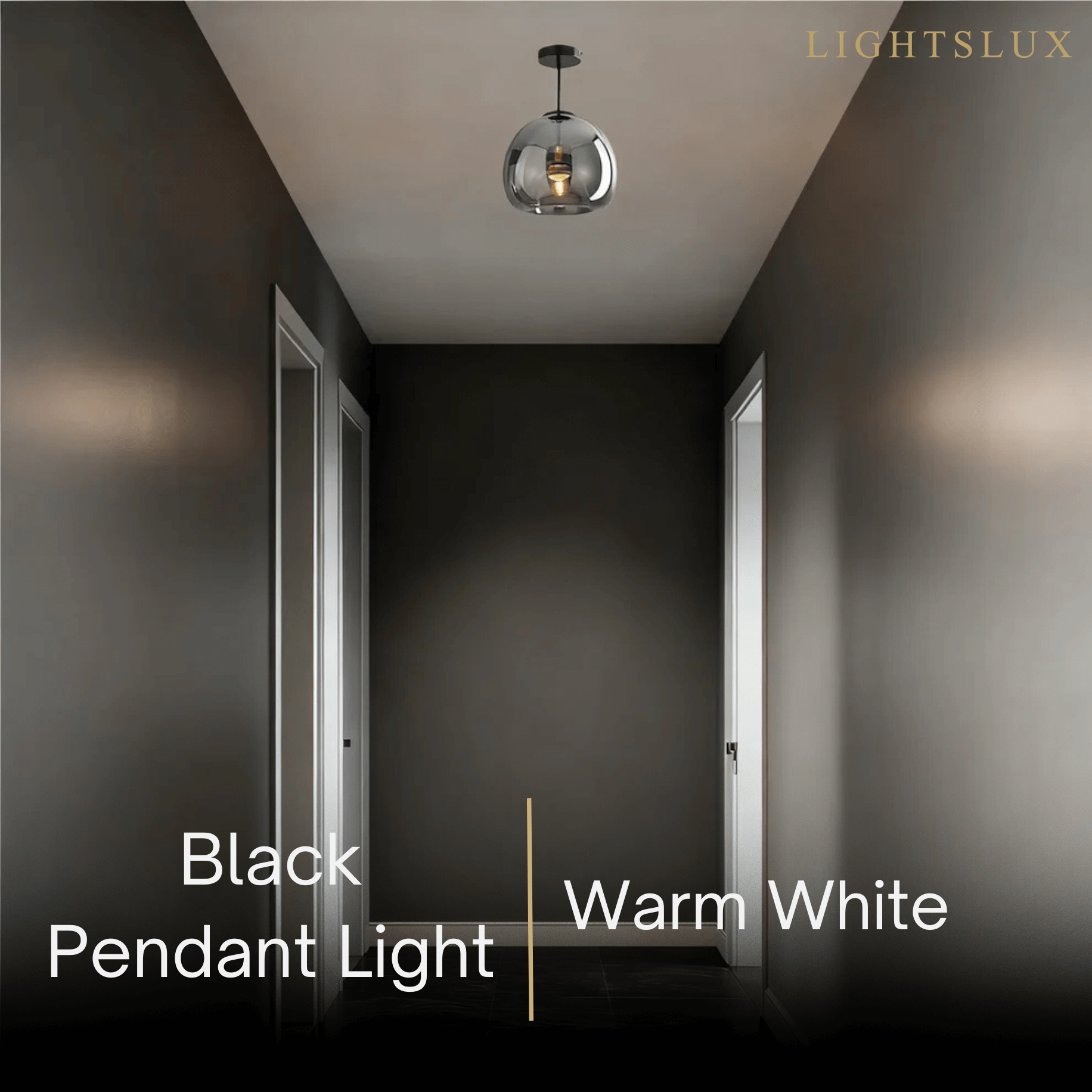 Vetro Modern Globe LED Ceiling Light/Pendant Light – Black/Gold for Hallway