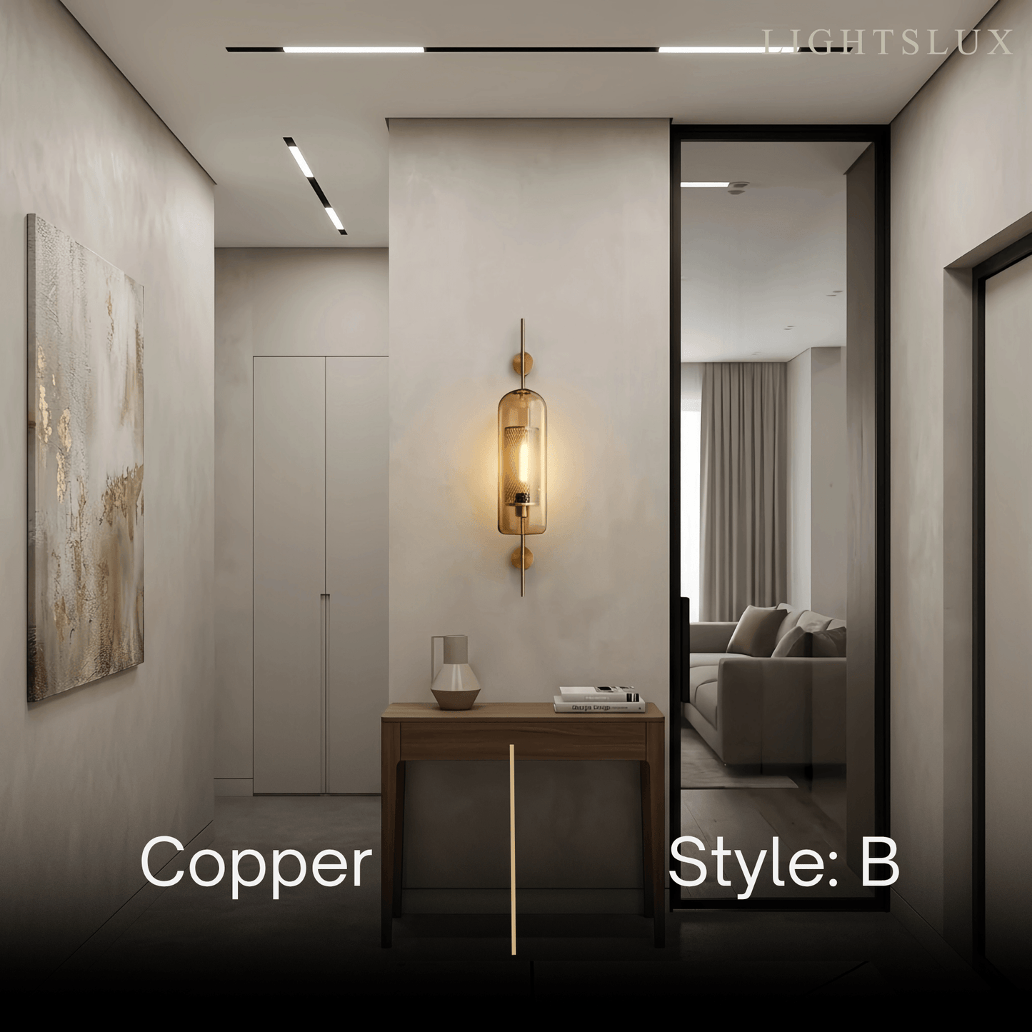 Vetro Royal Glass/Copper Wall Lamp