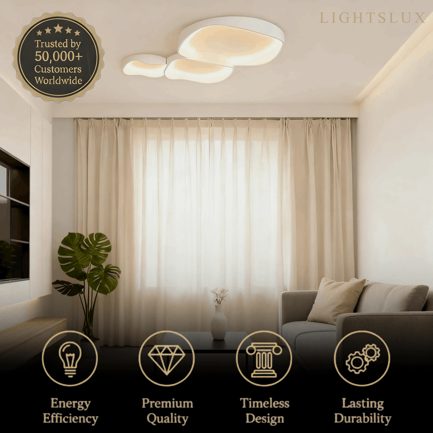 White LED Flush Mount Ceiling Light – Metal /Acrylic for Living Room