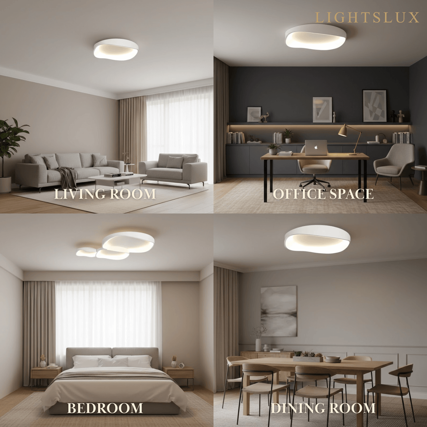 White LED Flush Mount Ceiling Light – Metal /Acrylic for Living Room