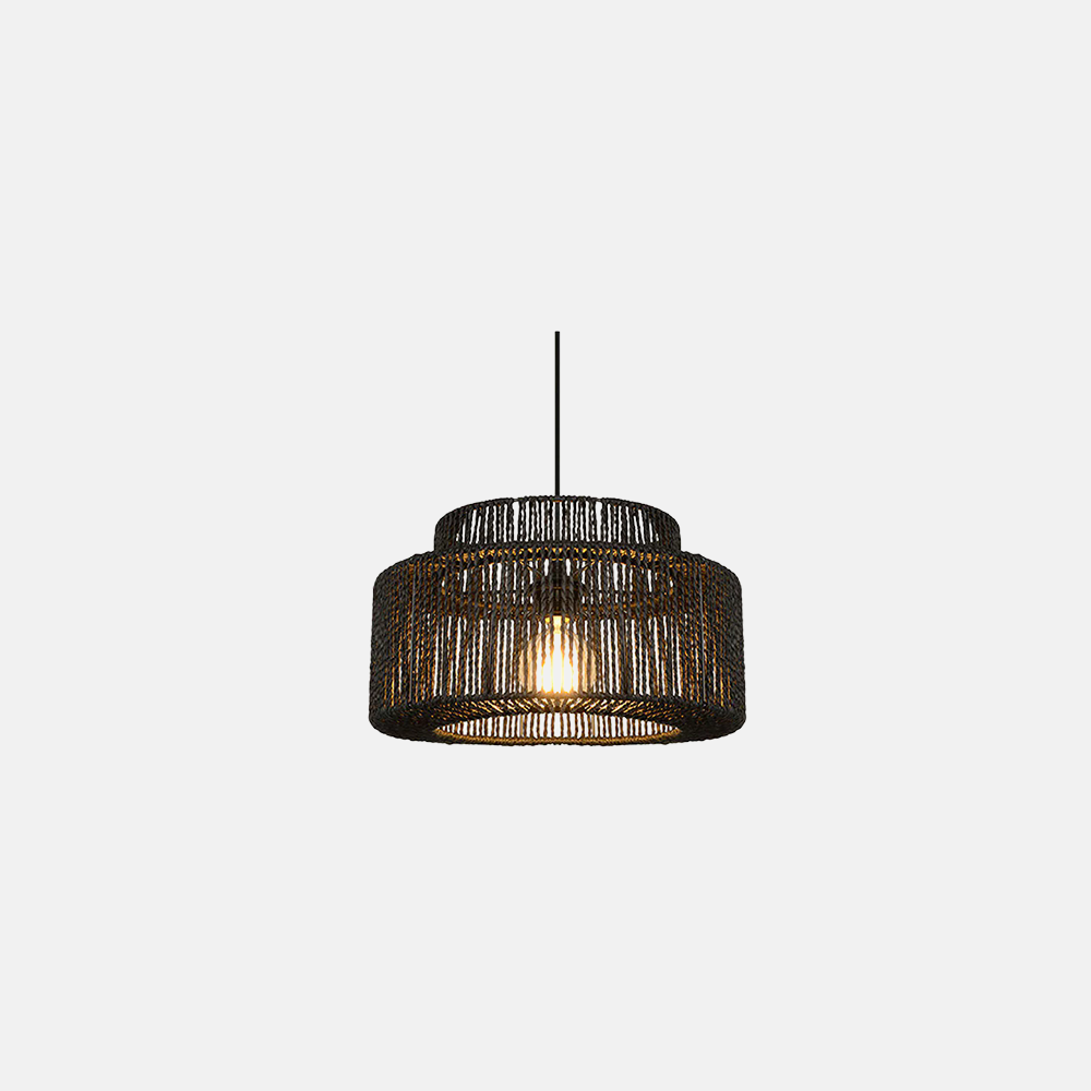 Bamburo Farmhouse Drum Pendant Light — Black
