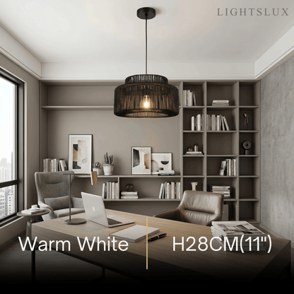 Bamburo Farmhouse Drum Pendant Light — Black