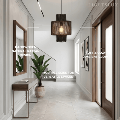 Bamburo Farmhouse Drum Pendant Light — Black
