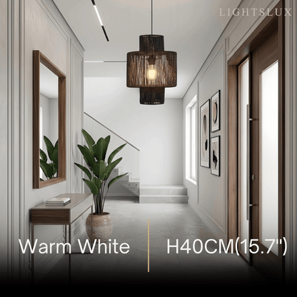 Bamburo Farmhouse Drum Pendant Light — Black