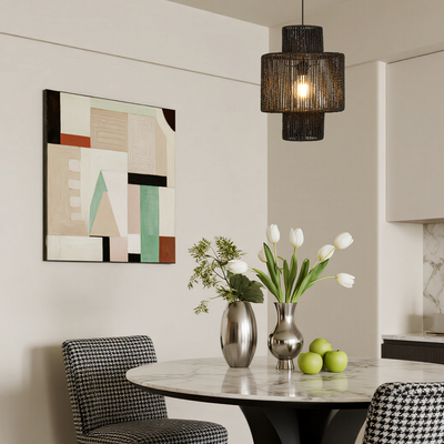 Bamburo Farmhouse Drum Pendant Light — Black