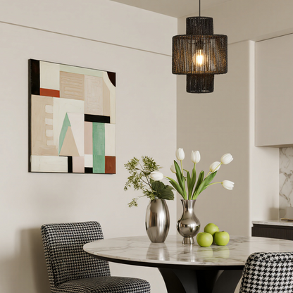Bamburo Farmhouse Drum Pendant Light — Black
