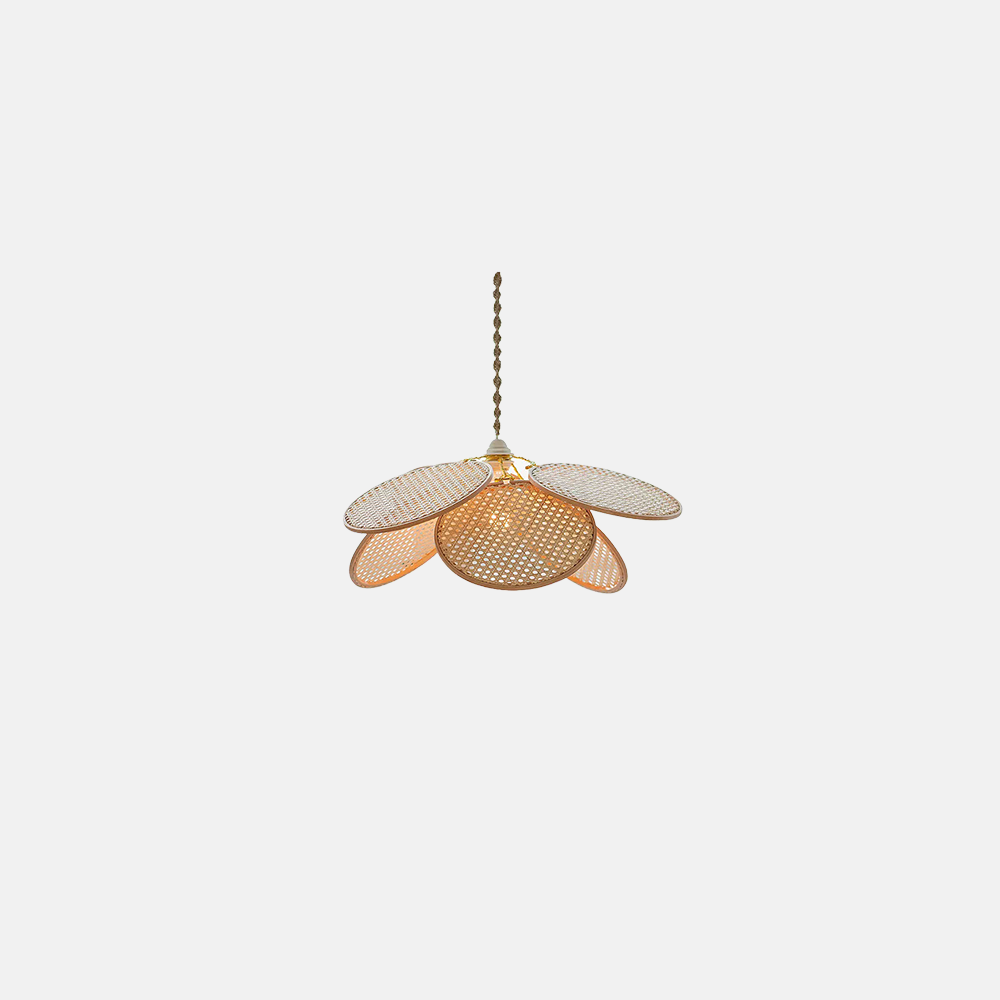  Farmhouse Pendant Light - Metal & Rattan