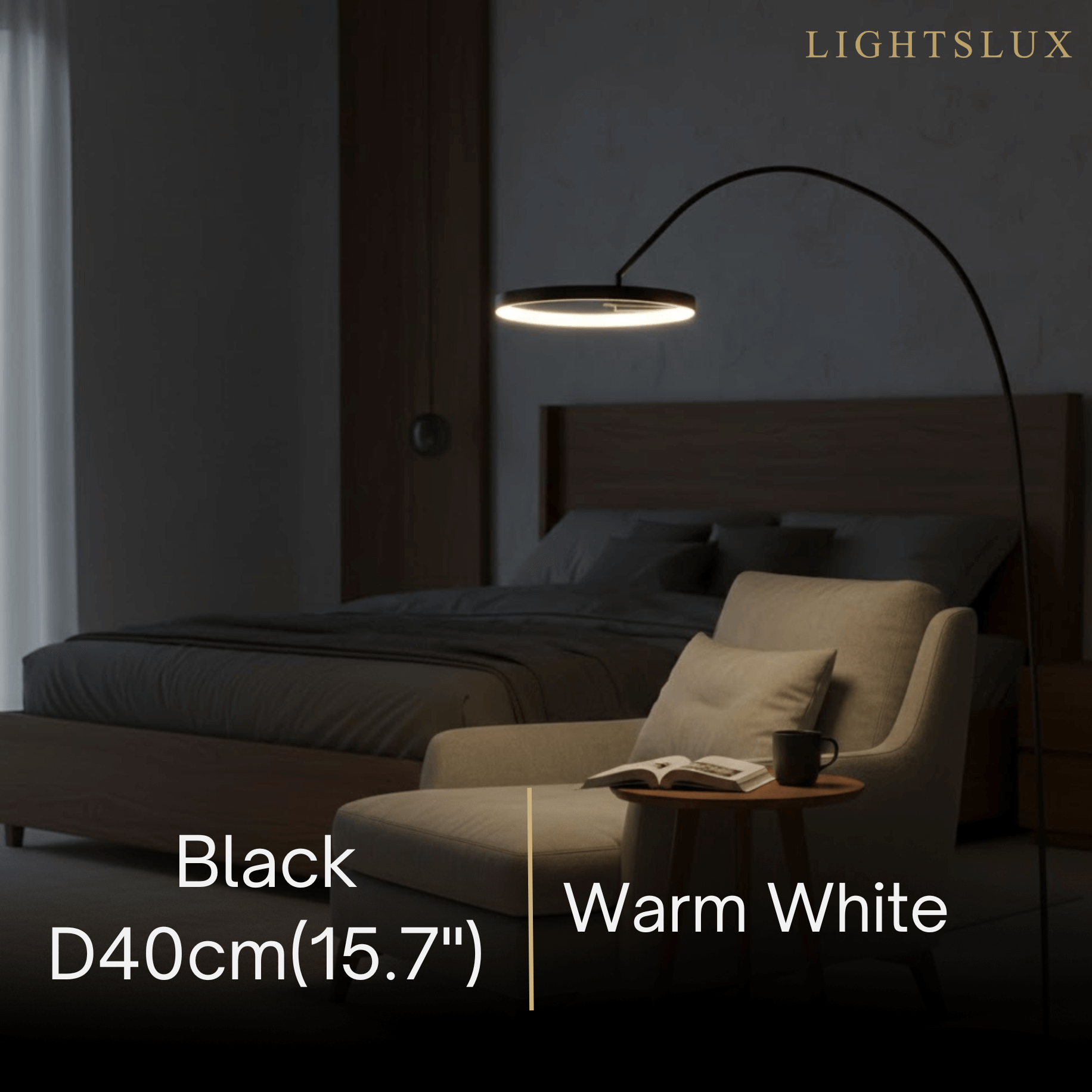 Velora Modern Round Floor Lamp – Minimalist Black Metal Design for Living Room