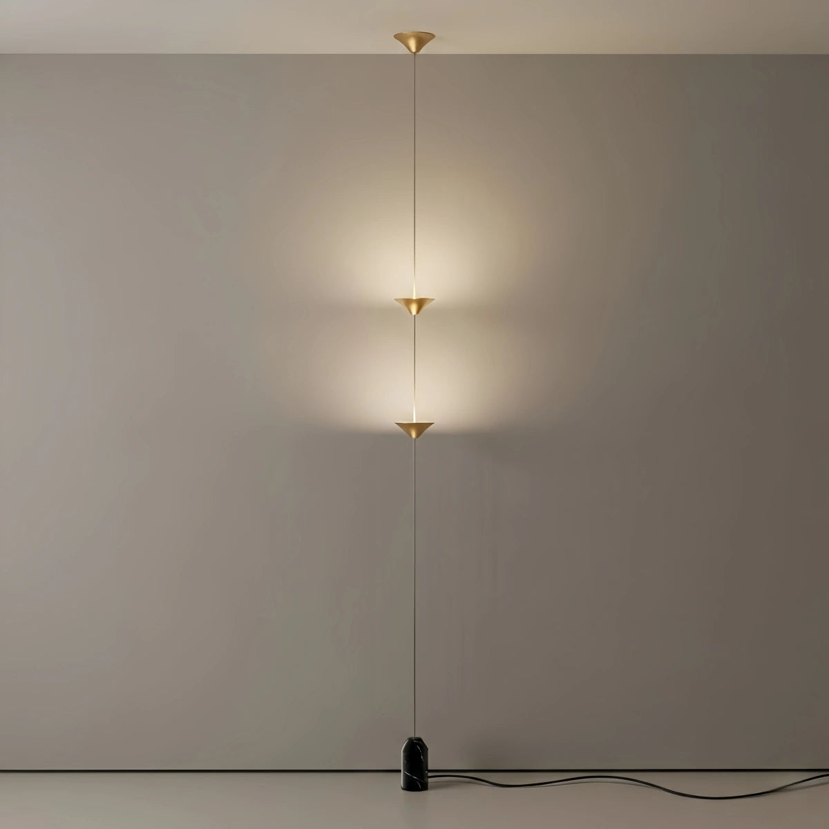 Arcato Minimalist Pendant Lamp -- Iron & Marble with Adjustable Height in Black/Gold for Living Room Bedroom