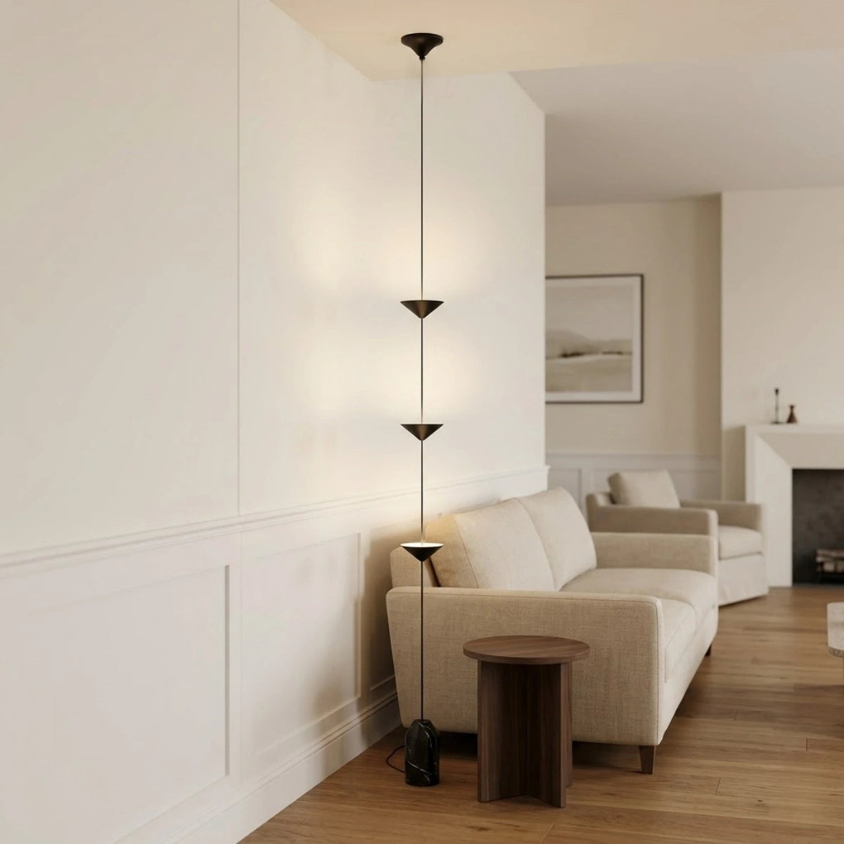 Arcato Minimalist 3-Light Pendant Lamp -- Iron & Marble with Adjustable Height in Black/Gold for Living Room Bedroom
