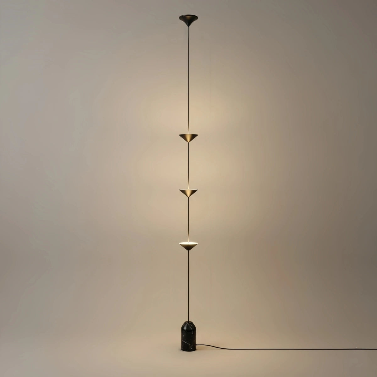 Arcato Minimalist 3-Light Pendant Lamp -- Iron & Marble with Adjustable Height in Black/Gold for Living Room Bedroom