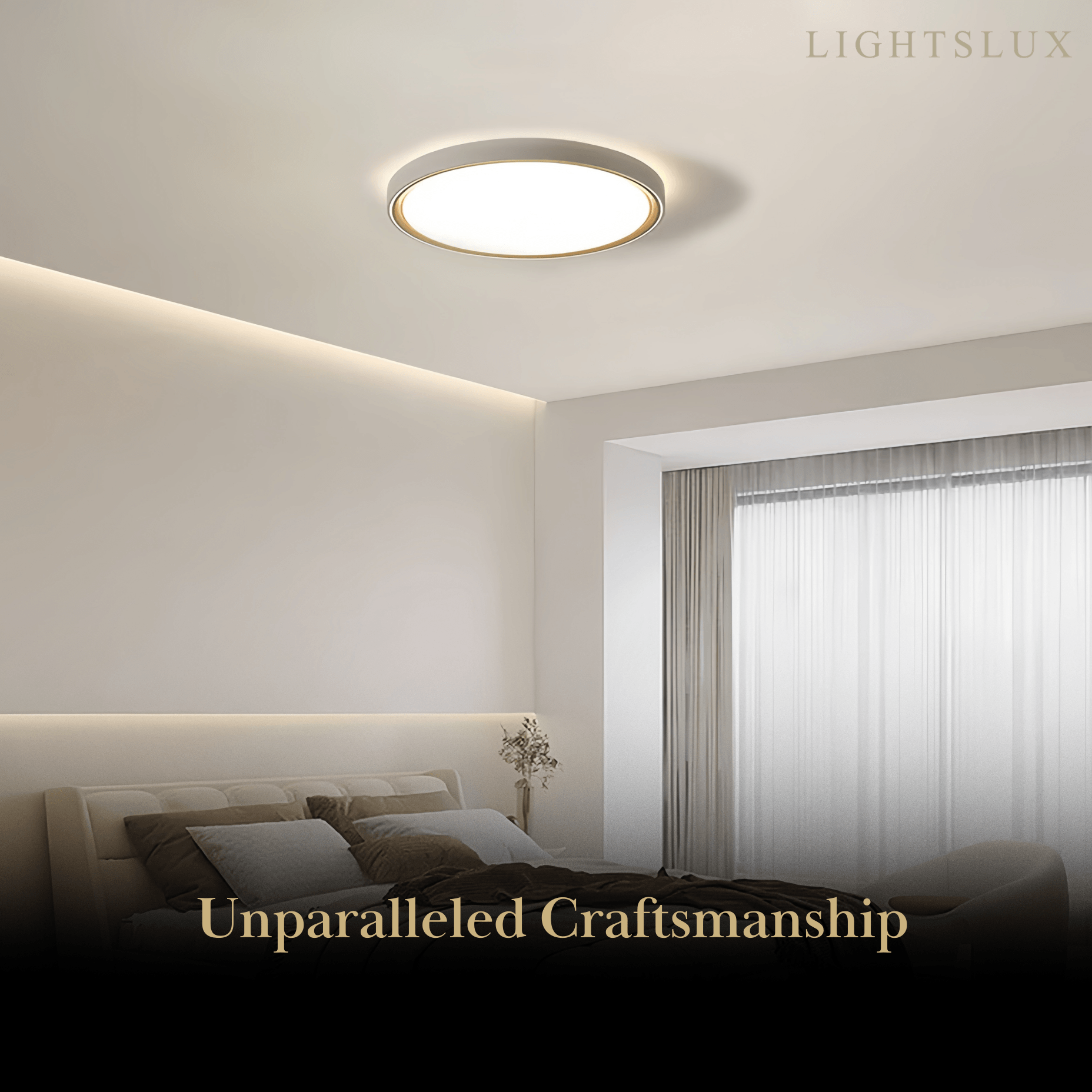 Embrace Modern Gray Ceiling Light – Metal Frame Square/Round for Bedroom