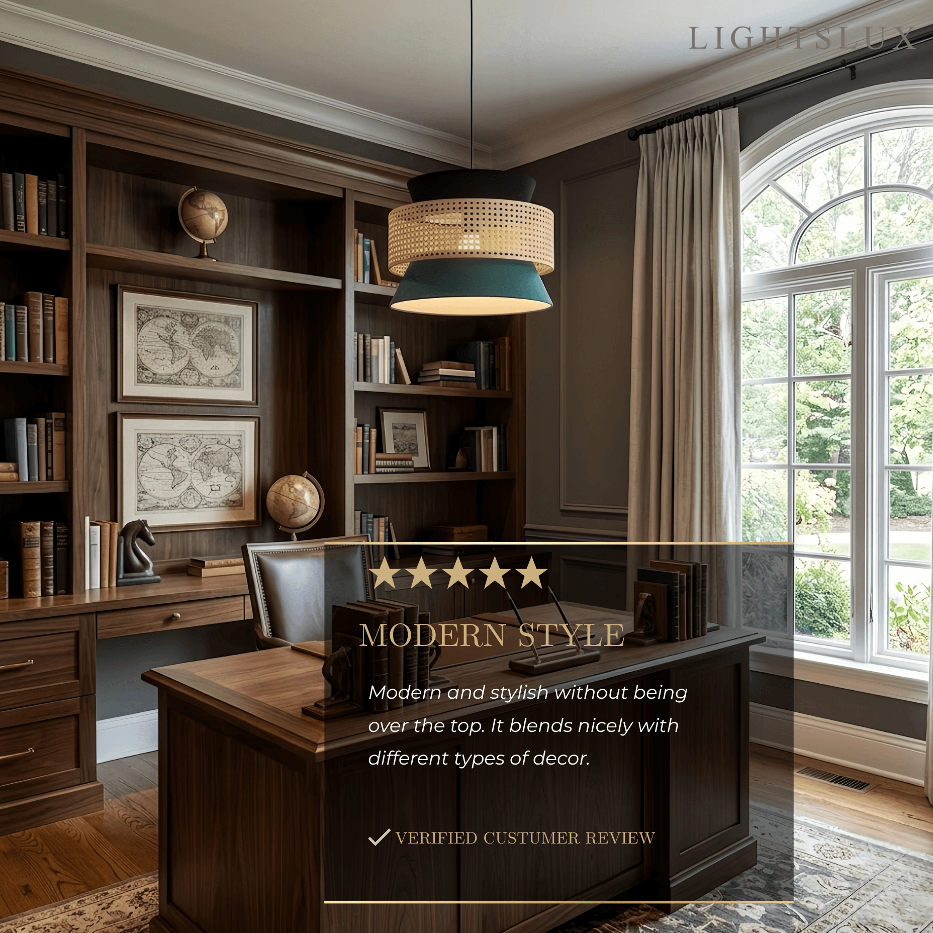 Hooded Pendant Light — Black Metal for Dining Room