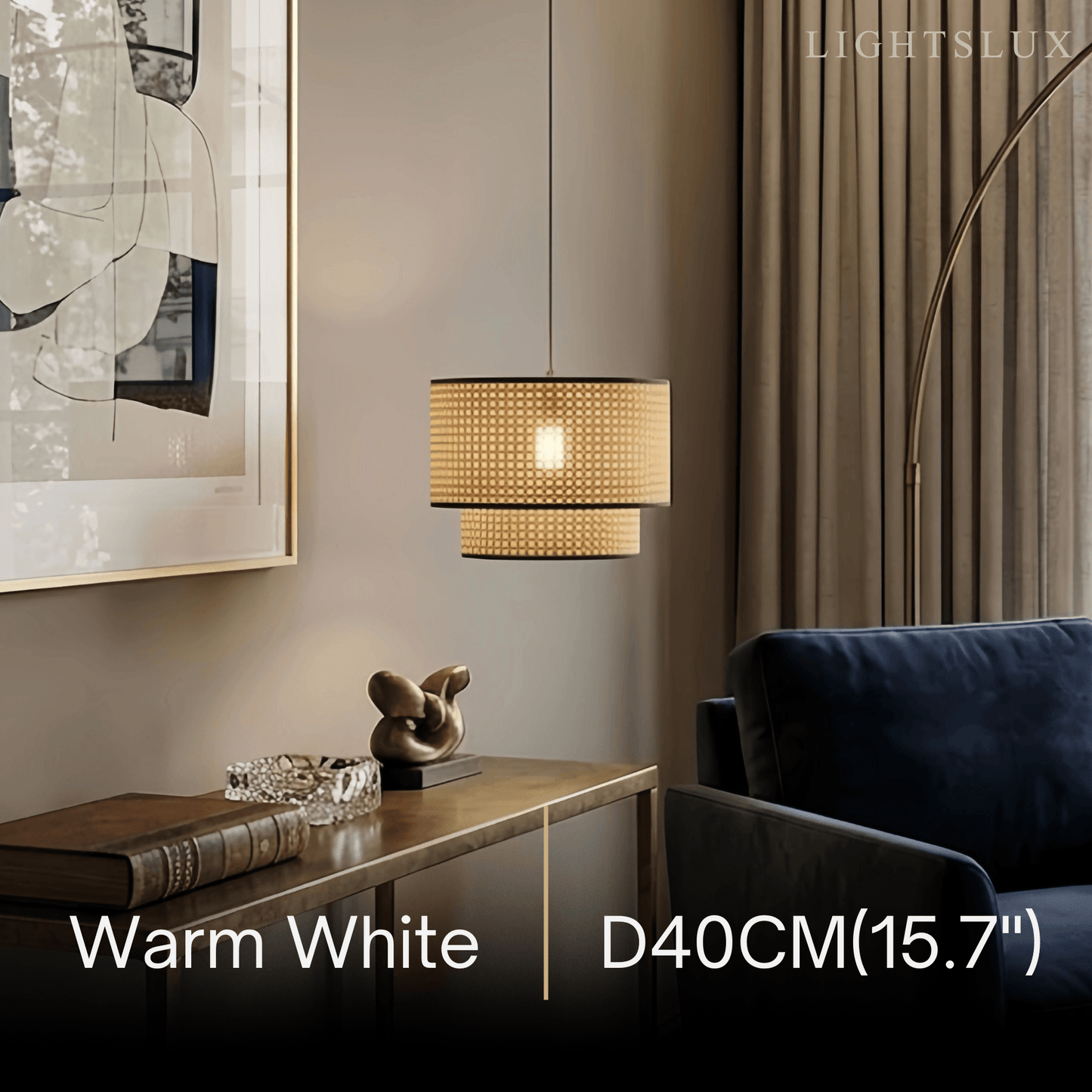 Rattan Pendant Light - Double-Layer Wood Lantern 
