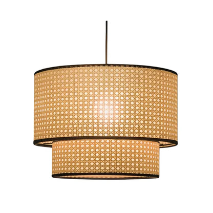 Rattan Pendant Light - Double-Layer Wood Lantern 