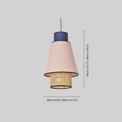 Bamburo Farmhouse Cylindrical Pendant Light - Fabric