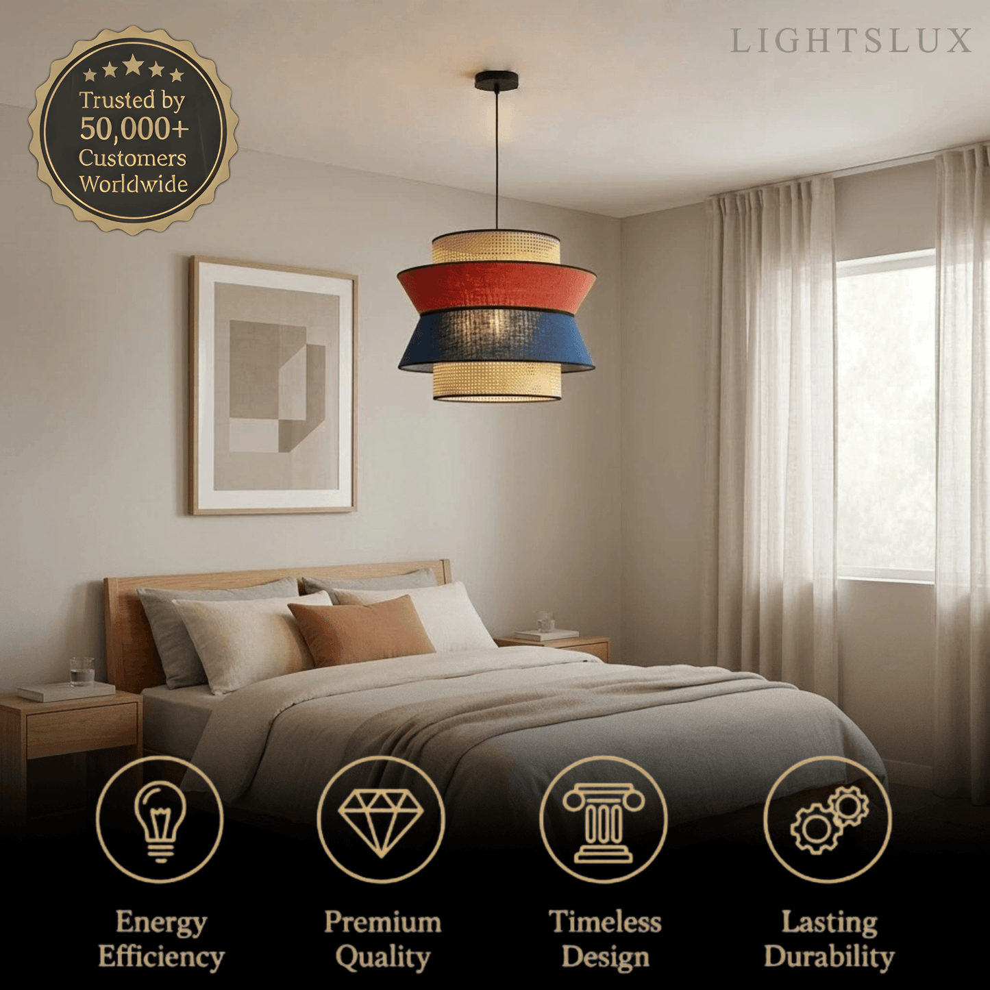 Bamburo Farmhouse Wood Pendant Light - Rustic