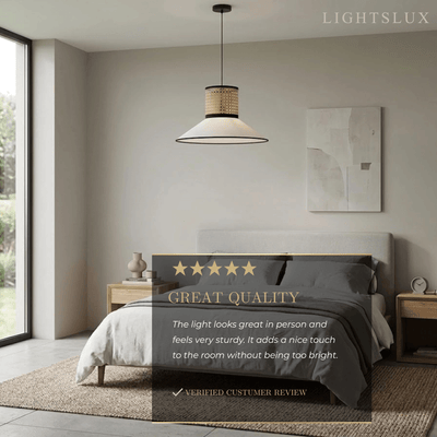 Bamburo Farmhouse Hooded Pendant Light — Fabric