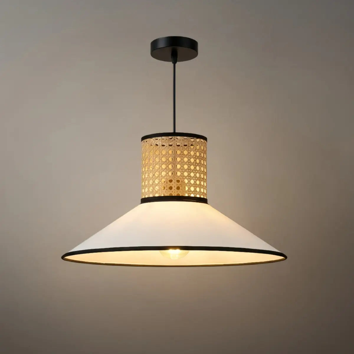 Bamburo Farmhouse Hooded Pendant Light — Fabric