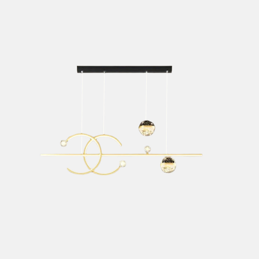 Pendant Light -- Black/Gold Metal & Glass for Dining Room