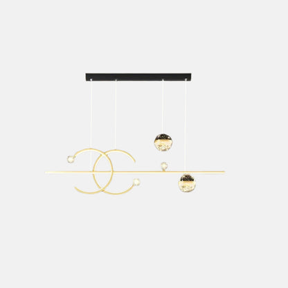 Pendant Light -- Black/Gold Metal & Glass for Dining Room