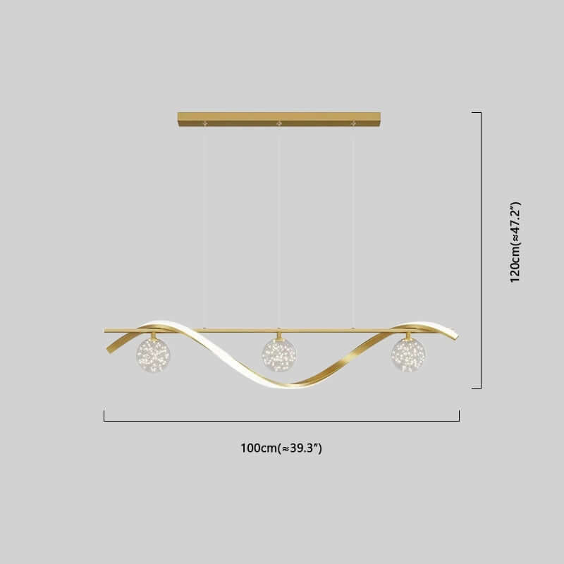 Modern Wave Pendant Light Dimension