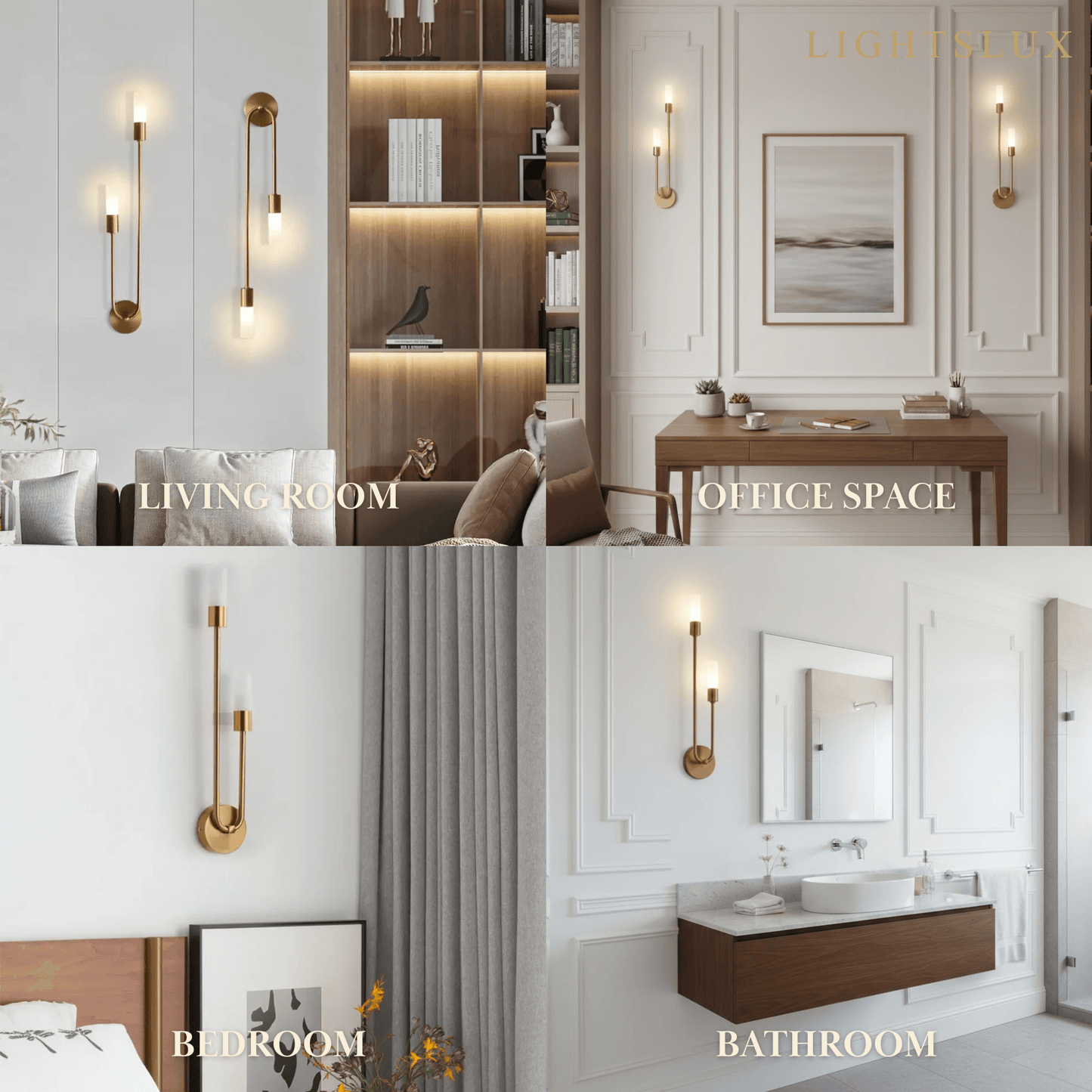 Excelis Modern U-Shaped Linear Wall Light – Gold Metal for Bedroom/Living Room