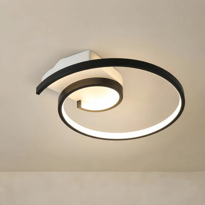 LZ754Arcato Spiral Ceiling Light - Modern Black-White/White Metal for Dining & Bedroom