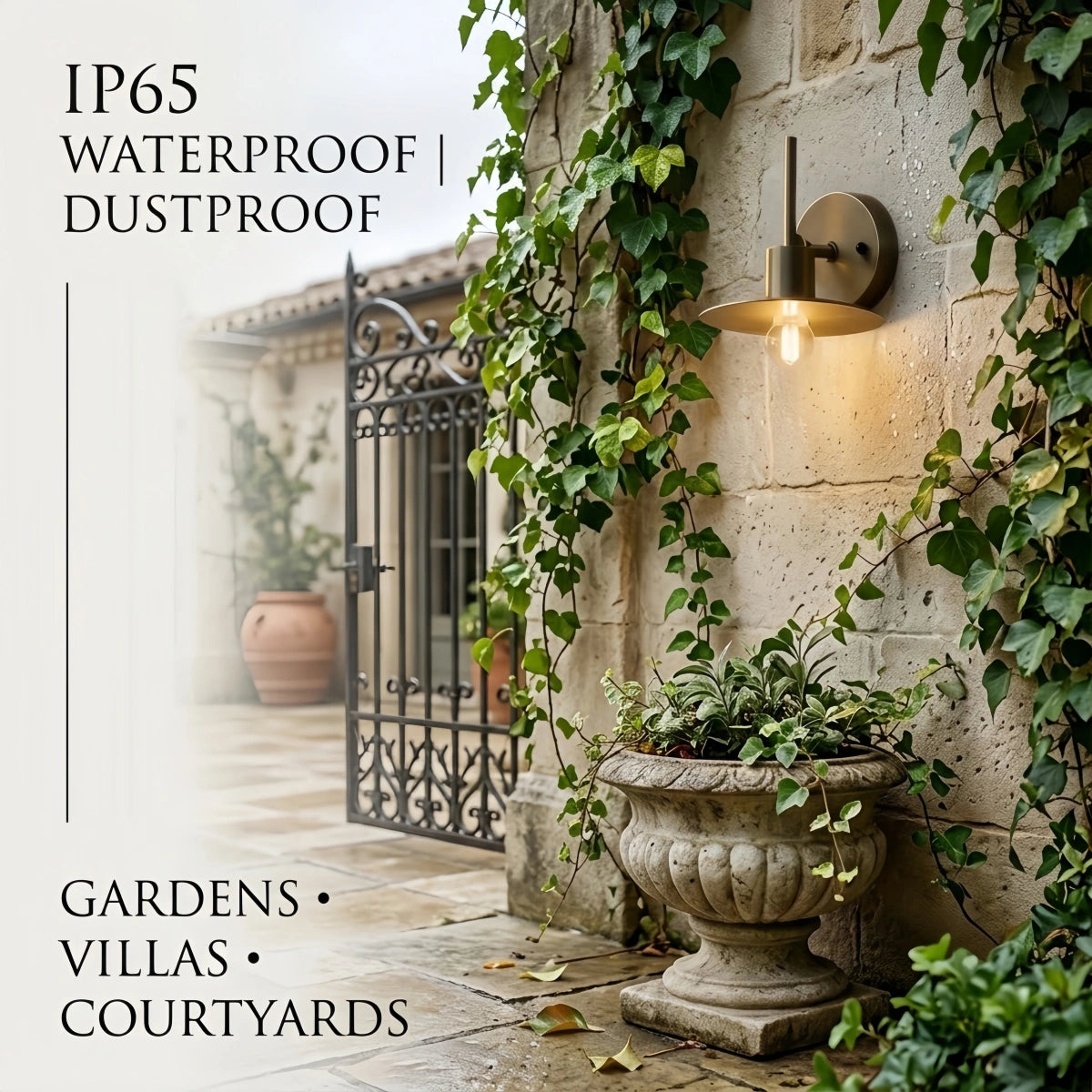 Irondale Retro Wall Lamp--Steel Gold for Outdoor Courtyard