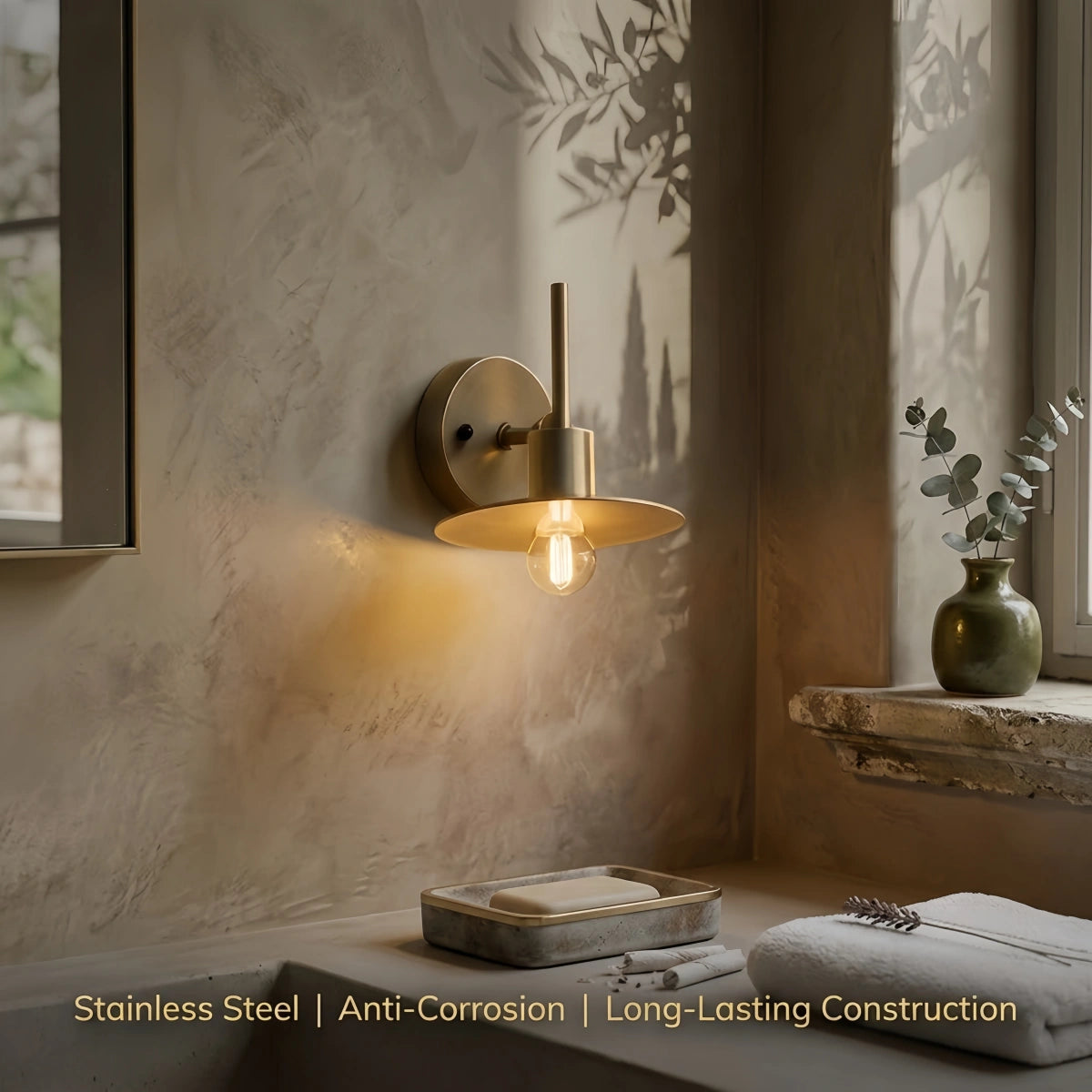 Irondale Retro Wall Lamp--Stainless Steel Gold for Outdoor Courtyard
