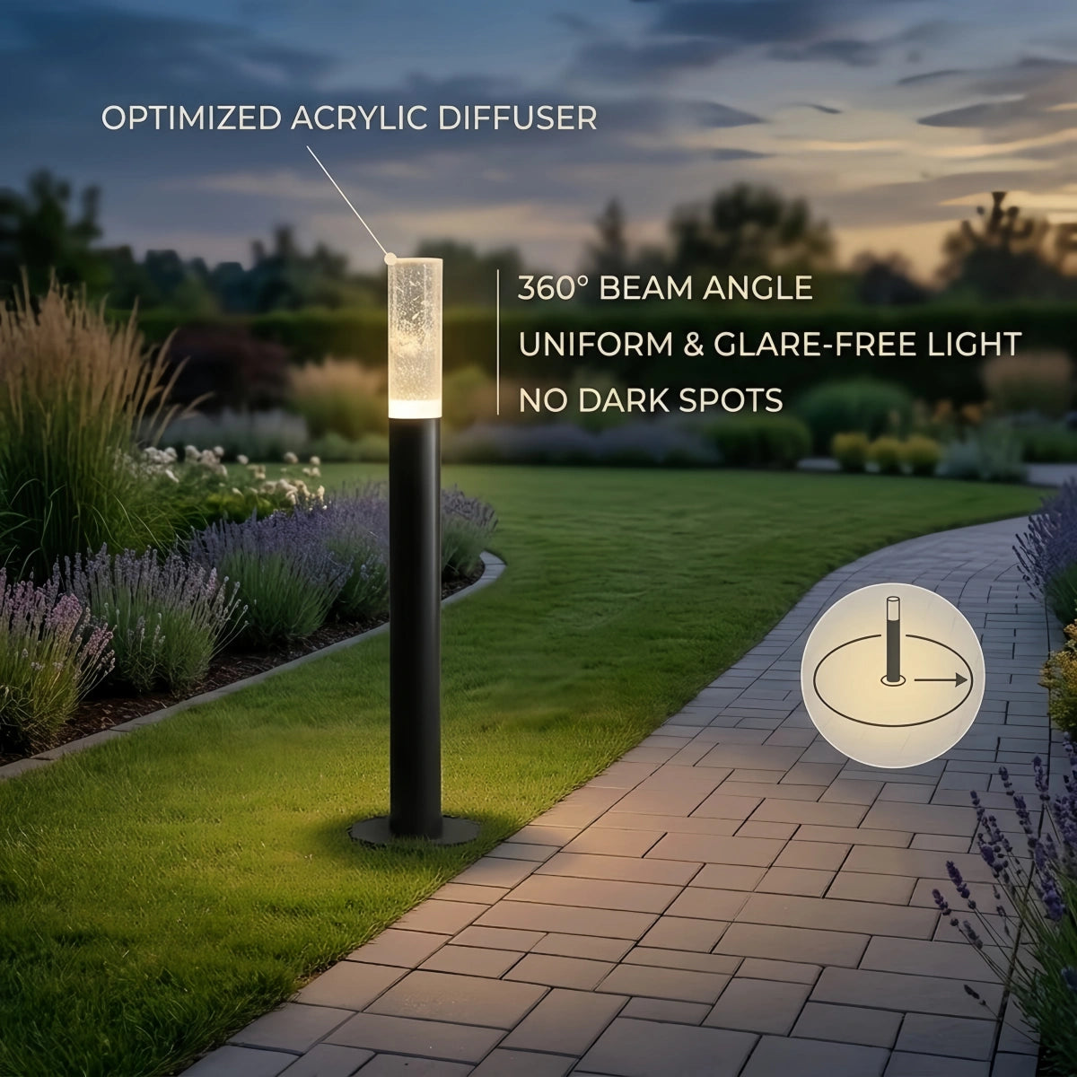 Minimalist Outdoor Floor Lamp--Aluminum Acrylic Black for Courtyard