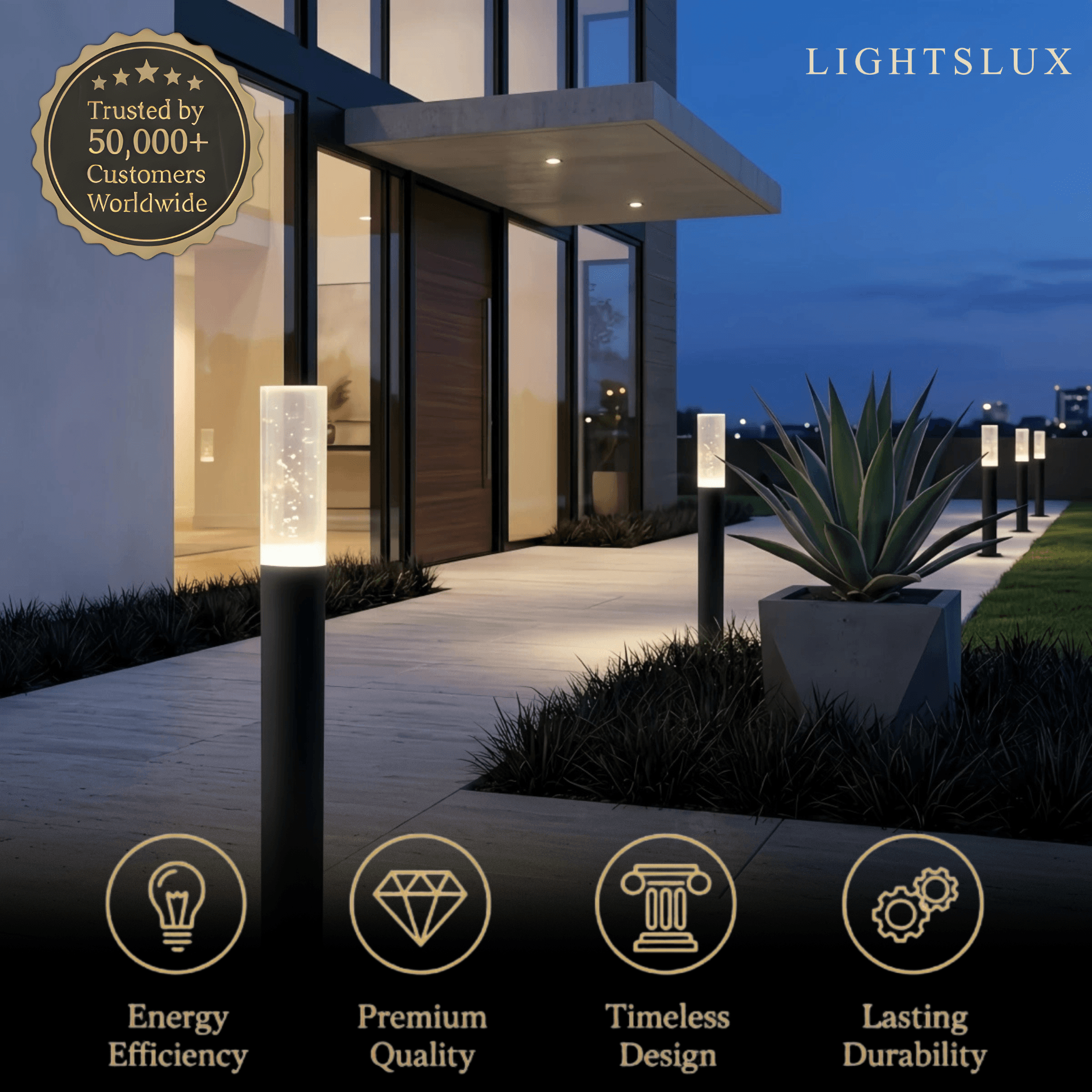 Zenno Outdoor Floor Lamp--Aluminum Acrylic Black for Lawn