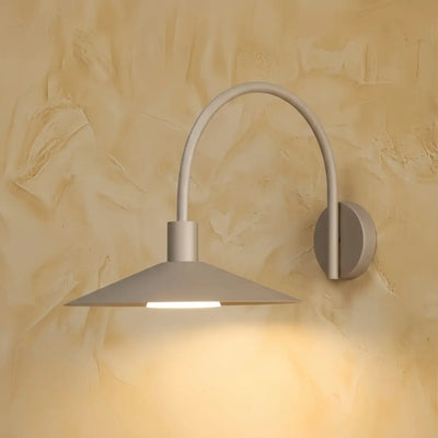 Solara Minimalist Arched Arm Wall Sconce — Stainless Steel Gold/Black for Courtyard