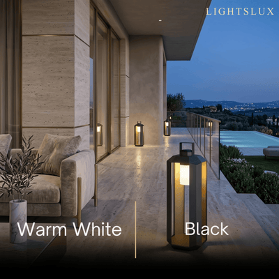 Minimalist Ground Lamp -- Stainless Steel & Glass Black/White for Outdoor Garden
