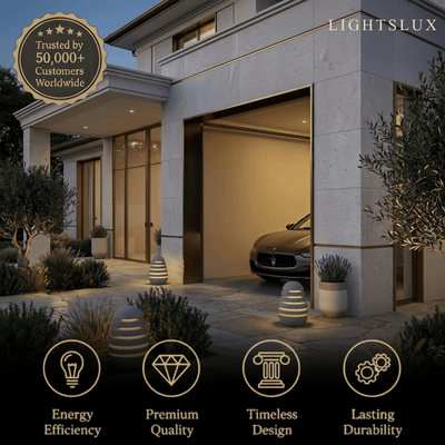 Solara Natural Floor Lamp--Resin Stone-gray for Outdoor Lawn